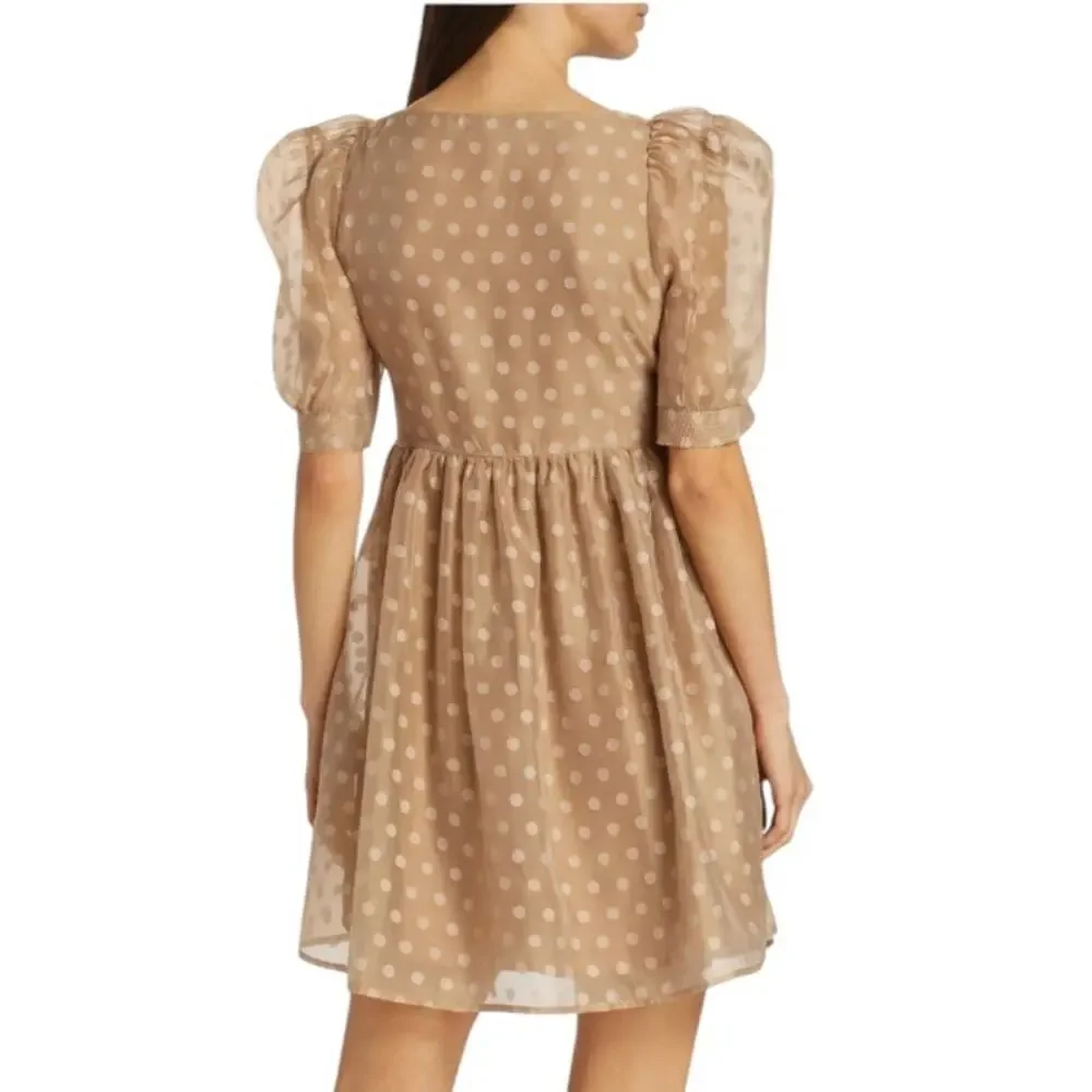 En Saison tan polka dot babydoll Minidress Desiree Organza  New wedding neutral - Picture 13 of 13